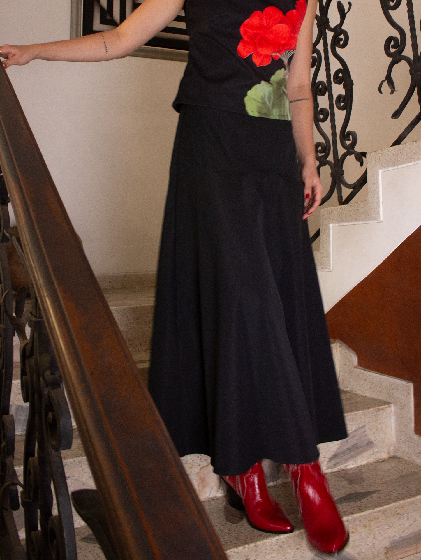 Grandiflora Maxi Skirt - Negro